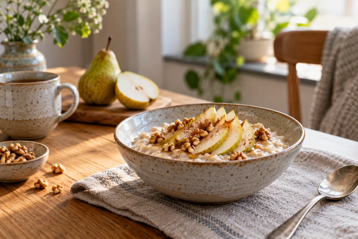 Porridge with pear and walnuts